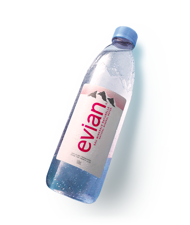 Unsere Wasserflasche evian natürliches Mineralwasser