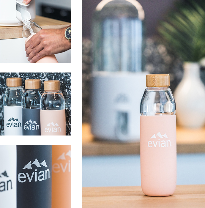 Virgil Abloh designs glass bottle and refillable Soma bottle for Evian