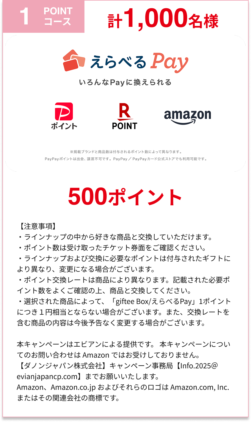 1,000名様 500ポイント